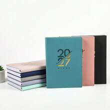 2027 英文計畫本 人造皮革硬殼版 月計畫與週計畫版面 新日曆筆記本 自律追蹤 時間管理 適合辦公室使用 現代封面設計 文具用品 - 單本 - 查看 8