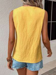 Camisa sin manga panel con encaje - Amarillo - Ver 2