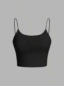 Camiseta de tirantes finos de un solo color simple, uso casual de todos los días para mujeres - Multicolor - Ver 7