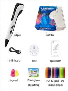 قلم رسم ثلاثي الأبعاد، قلم طباعة رسم DIY، جرافيتي ثلاثي الأبعاد، واجهة USB Type-C، بدون بطارية، مناسب للرسم الفني الإبداعي DIY، مجموعة قلم ثلاثي الأبعاد، مناسب كهدية عيد ميلاد، هدية عيد الميلاد، هدية عطلة إبداعية - مشاهدة 9