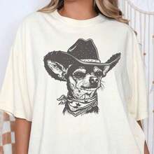 1 Chihuahua Cowboy Shirt - Gift For Chihuahua Lovers In Western Style. Vintage Chihuahua Wild West Shirt, 180g, 100% Cotton. Designs Are Printed. Unisex. - 白色 6 - 查看 6