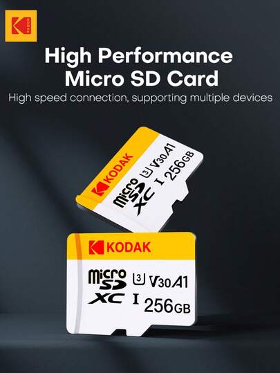  Kodak Memory Card 16GB/32GB/64GB/128GB/256GB MicroSD Card MicroSDXC Class10 U3 V30 A1 SD TF Flash Card 100MB/S High Speed