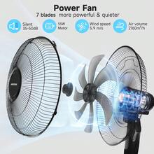 Aigostar Pedestal Fan 16 Inch With Oscillating, 7 Blades Standing Fan With Remote Control, 9 Hour Timer, Powerful Cooling Fan, Adjustable Height  - Dave - UK Plug(220-240V) - View 5