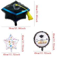5/9Pcs Congrats Grad Doctor Cap Foil Balloons Set Graduation Party Decorations Finish School Party Decorate - Multicolor - View 8