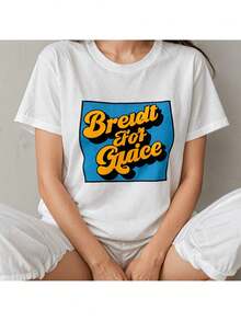 Great Offer: Women's Casual Summer T-Shirt With Round Neck, Cool Brecht For Glace Print, Slightly Elastic, Regular Fit And Short Sleeves, Ideal For Sports And Everyday Wear. - 白色 - 查看 8