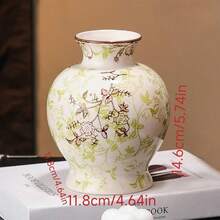 1个优雅复古裂纹陶瓷花瓶，奢华乡村风格装饰，客厅水培花卉展示，干花装饰，莲花，令人满意的礼物，家居装饰，房间花瓶，新年和斋月期间送给亲朋好友的理想礼物，玻璃花瓶 - 均碼 - 查看 5