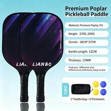 7-Piece Lightweight Pickleball Racket Set (Includes 2 Rackets + 4 Random Color Pickleballs + 1 Racket Bag), With Anti-Slip Ergonomic Soft Grip And PU Wear-Resistant Fabric, Thick PVC Edging For Tear And Abrasion Protection, Suitable For Beginner To Intermediate Players, Essential For Outdoor Sports, Gym, Summer, And Holidays - Multicolor - View 12