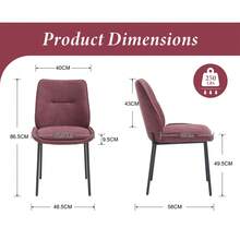Chairus Modern Dining Chairs Set Of 2 Upholstered Kitchen Chairs In Chenille With Metal Legs For Dining Room/Kitchen/Bedroom - Burgundy - View 5