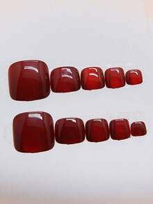 Bộ 24 móng chân giả đính pha lê màu đỏ máu hình mắt mèo, móng giả acrylic vừa khít hoàn hảo, bao gồm 1 keo dán và 1 dũa móng, thích hợp cho phụ nữ và bé gái sử dụng hàng ngày trong mùa hè. - Đỏ - Xem 2