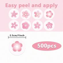 500pcs Small Cherry Blossom Doodle Roll Stickers, 1 Inch Round 8 Patterns, Floral Sealing Labels For Envelopes, Magazines, Phone Cases, Water Bottles, Computer Helmets, Scrapbooks, DIY Decoration, Holiday Party Gift Packaging, PVC Self-Adhesive Seal Stickers - Cartoon Sakura - View 5