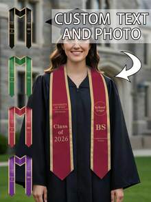 Custom Printed Graduation Sash With School Logo & Personalized Text, Class Of 2026 Graduation With University, Degree & Major, Multi-Color Graduation Shawl For Graduation Day - Multicolor - View 12