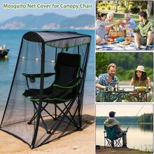 1 pieza Silla de camping y pesca al aire libre con red antimosquitos, red a prueba de insectos con apertura con cremallera, adecuada para pesca, camping, playa, suministros antivectoriales al aire libre, con bolsa de almacenamiento de diseño compacto, silla de camping portátil con red antimosquitos, red de sombra transpirable, red antimosquitos para gazebo moderno, regalo ideal para entusiastas del camping y la pesca - Multicolor - Ver 6