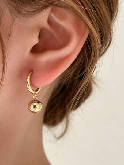 YUNCHUN 1 Pair Elegant Titanium Steel Solid Ball Earrings, Graceful Style Suitable For Women's Daily Wear, Fashion Jewelry Accessories, Versatile Gift, Fashion Accessory, Suitable For Valentine's Day And Mother's Day Gift For Girlfriend Or Mom