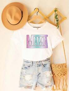 Retro Plaid Shirt For Moms, Perfect As A Mother's Day Gift. Stylish White T-Shirt For New Moms, Available In Sizes S To XXXXL For Casual Wear - 白色 - 查看 5