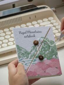 Unique Nepal Mountains Design: Handmade Blank Notebook With Classic Nepal Mountain Landscape Print, Vintage Button Wrap Closure Design, Perfect For Sketching, Doodling, Drafting And Daily Journaling. - Blank Doodle Book - View 2