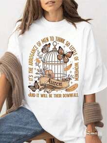 Premium Plated Prisoner T-Shirt, Auren Canary T-Shirt, Golden Cage T-Shirt, Gift For Book Lovers, Raven Kennedy Merchandise, Gift Idea For Raven Kennedy Fans - 白色 - 查看 1