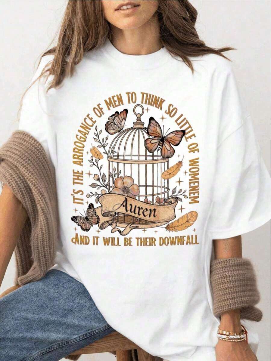 Premium Plated Prisoner T-Shirt, Auren Canary T-Shirt, Golden Cage T-Shirt, Gift For Book Lovers, Raven Kennedy Merchandise, Gift Idea For Raven Kennedy Fans - 白色 - 查看 1