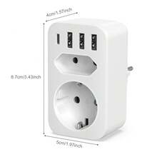 HITRENDS 4-In-1 Multi-Function Wall Adapter With 3 USB Ports + 1 USB-C Port, Portable Wall Adapter, 5V/3.1A Fast Charging – Compact Cubic Design, Overvoltage And Short Circuit Protection, Suitable For Home, Office, And Travel. - View 4