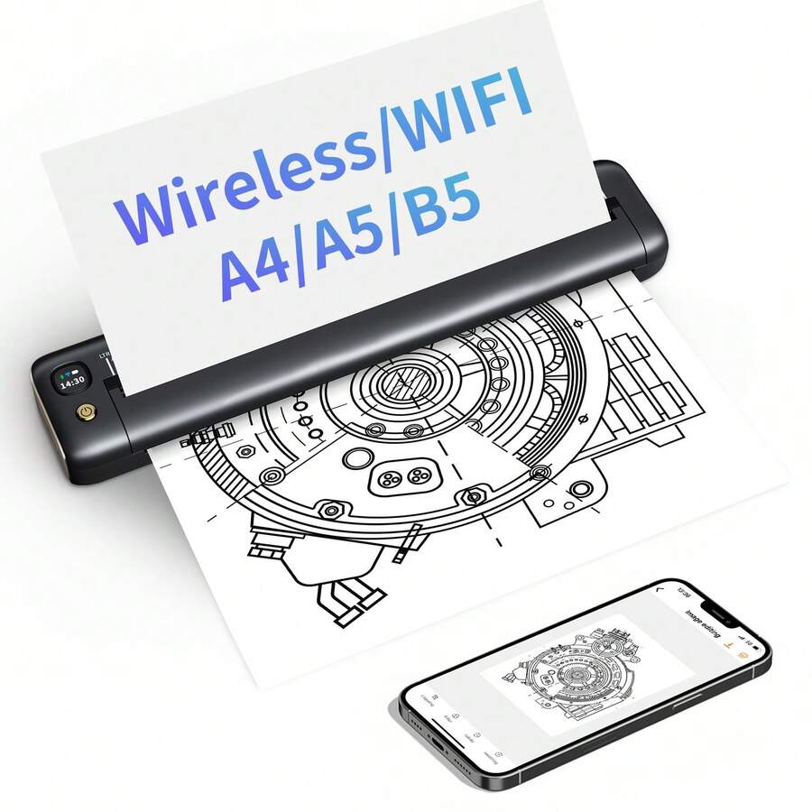 RONGTA F81 Compact Thermal Printer, Wireless Connection, Compatible With IOS And Android, Comes With 8 Thermal Paper Sheets, An Ideal Choice For Office, Study, And Travel - Dark Gray + 8 Sheets Of Thermal Paper - View 1