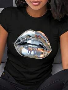La camiseta estampada premium de verano para mujer es una camiseta de manga corta estampada y a la moda, adecuada para el verano, diseñada específicamente para mujeres. - Rojo - Ver 10