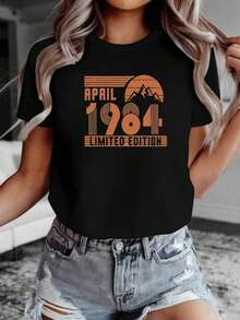 Women's T-Shirt: Black Short-Sleeved T-Shirt With A Retro Design And Round Neck. Soft And Stretchy, This Casual, Cool, And Breathable T-Shirt Features An Attractive And Stylish Look, Perfect For Everyday Wear. Comfortable And Relaxed. Women's Tops - 黑色 - 查看 7