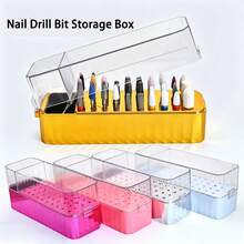 Hộp đựng mũi khoan móng tay mạ điện 40 lỗ, màu trắng/hồng, hộp rỗng, giá trưng bày mũi khoan móng tay, hộp đựng dụng cụ làm móng. - Nhiều màu - Xem 1
