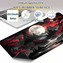1pc Dark Moon Pattern Oversized Durable Gaming Keyboard Pad Gaming Table Pad Office Keyboard Pad Laptop Mouse Pad Learning Table Pad - Precise Stitching Back Rubber XL XXL - Perfect For Home Office Work Game Room Back-To-School Accessories - View 9
