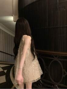 Women Short Dresses - Apricot - View 5
