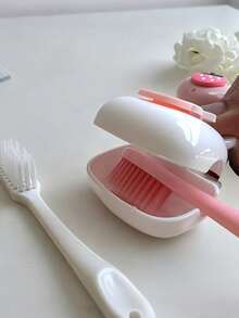 1/2pcs Cute Strawberry Pattern Toothbrush Holder With Cover, Portable Toothbrush Storage Container In Pink & White, Toothbrush Protector Case For Travel, Best Gift For Couples, Friends, Family, Teachers, Travel Lovers, Essential For Home & Dorm - View 9