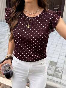 Blusa de verano para mujer con volantes y tirantes cruzados en la espalda de un solo color - Multicolor - Ver 6