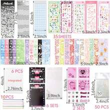 6  Photocard Holder Keychain Toploaders, 6 Wrapped Gift Sets 50 Holographic Card Sleeves For Trading Cards, 35Sheets Deco Stickers, 2 Pcs Cute Little Pendant  II - 星二 - 查看 3