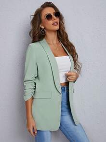 Blazer clásico para mujer, adecuado para el uso diario, con mangas largas, para uso casual en la oficina, apto para todas las estaciones - verde menta - Ver 4