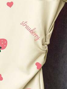 Camiseta de mujer con estampado de fresa, cintura fruncida, dulce y de moda, adecuada para uso al aire de vacaciones en verano - Multicolor 4 - Ver 4
