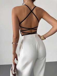 in mangas de estilo bohemio elegante y romántico para vacaciones en la playa de Hawái, con espalda abierta con efecto cruzado - Multicolor - Ver 4