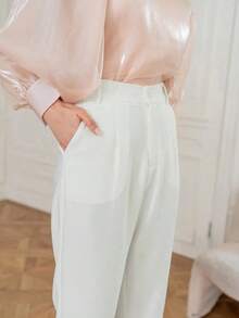 Pantalones rectos casuales de negocios para mujeres - Blanco - Ver 9