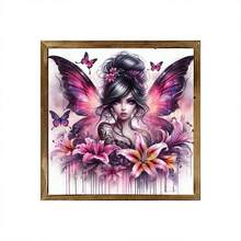 1件装DIY钻石画套装 - 蝴蝶仙子图案，圆形钻石马赛克艺术工艺套装，适合初学者，家居墙面装饰，独特礼物，不含画框 - 無框 - 查看 7