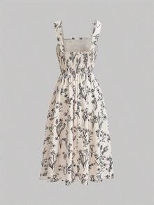 MOD Vestido largo con tirantes estampado floral romántico para vacaciones de primavera - Multicolor - Ver 2