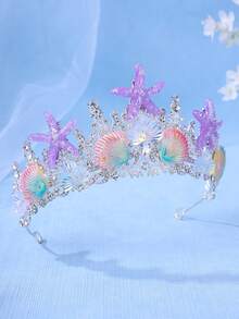 美人鱼风海星皇冠，非常适合新娘、海滩派对、摄影和节日活动 - 彩色 - 查看 5
