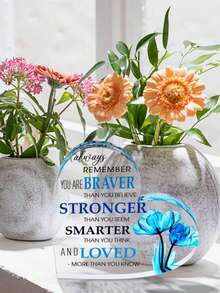 2D Heart Shaped Acrylic Keepsake Plaque, Inspirational Quote Desk Decor,Encouragement Gift For Daughter, Best Friend,Sister,Wife,Mom, Motivational Home Office Decoration,Blue Floral Acrylic Ornament,Birthday Gift,Graduation Gift,Mother's Day Gift, - A - View 4