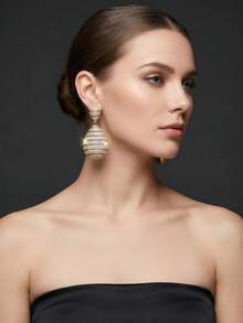 Pendientes de mujer de alta calidad con diamantes completos, elegantes y exquisitos, brillantes pendientes de diamantes de novia para accesorios de boda, baile, actuación, pasarela y uso diario, regalos de moda - pendientes - Ver 4