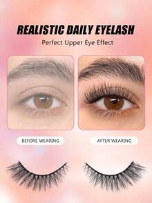 5 pares de pestañas postizas W55, estilo europeo y americano rizado y estereoscópico, que crean fácilmente un maquillaje de ojos de gato mixto natural, grado de rizado D, 5 pares, longitud mixta de 6-14 mm, ajuste natural a la forma del ojo. Material ligero y amigable con la piel, reutilizable, fácil para principiantes, ahorra tiempo de maquillaje DIY, adecuado para el transporte diario, citas, salidas, gran regalo para novias y días festivos. - Negro - Ver 6