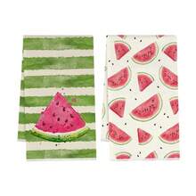 2pcs Kitchen Towels, Green Striped Watermelon Pattern Super Soft Microfiber Kitchen Towels, 40*60cm/15.7*23.6in, Single-Sided Print, Dish Cloths For Kitchen, Restaurant, Bathroom Decor, Holiday Gift - Multicolor - View 13