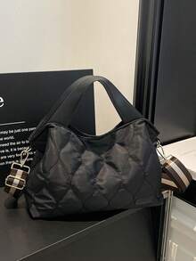 Bolso de mano para mujer, bolso ligero y esponjoso, adecuado para viajes, trabajo, playa, gimnasio, compras - Negro 6 - Ver 7