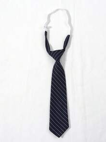 1 pieza Corbata de estilo universitario para hombre, corbata corta de moda minimalista a rayas, corbata preanudada sin nudo - Multicolor - Ver 2