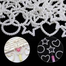 30pcs/Pack ABS Faux Pearl Hollow Ring Loose Beads, Heart Star Round Phone Case Decoration Nail Art Beads, Suitable For Beaded Pen Earrings Bracelet Necklace Phone Chain DIY 3D Floral Garland Beads - White - View 5