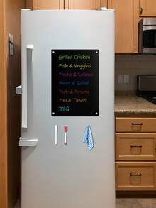 Refrigerator Magnetic Menu Planner Board, Dual-Color Erasable Acrylic Weekly Meal Planner, Home Kitchen Meal Prep Record & Decorative Message Board, Back To School - Multicolor - View 2