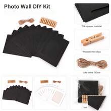4x6 Inch Faux Leather Hanging Photo Frame, Kraft Paper Clip Rope DIY Wedding Party Home Office Decor Celebration Memory Wall Picture Display - Multicolor - View 3