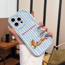 1个时尚简约夏季比基尼小狗图案波浪奶油色手机保护壳，适用于 17/17Pro/17ProMax/17Air/16/15/14/13/12/11/S26/S25/24/23/22 Ultra/A52/A53/A54/A55/A56/07/A17等手机型号，防指纹、防震、防摔。 - 白色 - 查看 3