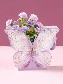 6pcs Watercolor Pink Butterfly Decorative Gift Boxes, Floral Paper Boxes, Suitable For Birthday, Holiday, Wedding, Party, Room, Tabletop Decoration, Baby Shower Party Gift Packaging, Floral Paper Boxes, Includes Double-Sided Adhesive - View 4