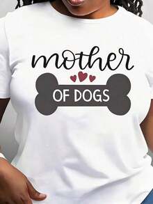 Modern And Minimalist Women's T-Shirt, Casual Style, Round Neck, Short Sleeve, Graphic Design With Bones And Hearts, Perfect For Dog Lovers, Everyday Use, Ideal For Daily Outings And Casual Activities. - 白色 - 查看 7